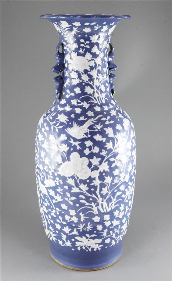 A large Chinese blue ground baluster vase, late 19th century, 63cm